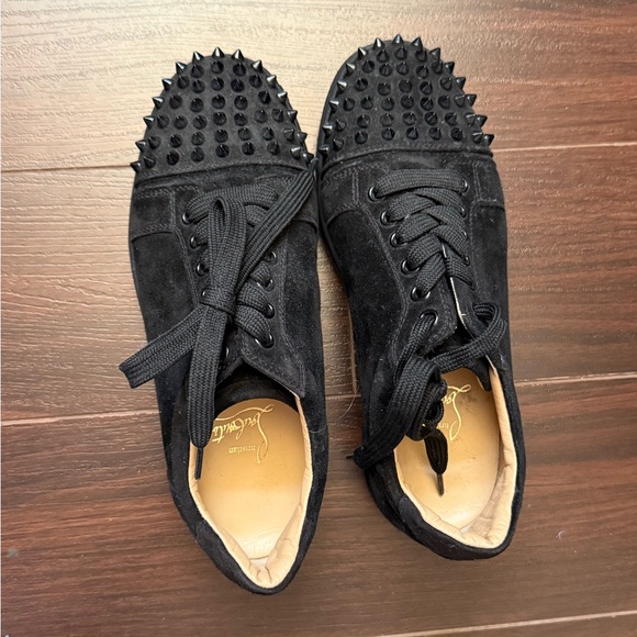 Christian Louboutin Black Suede Spiked Sneakers